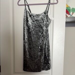 Gray Velvet Slip Dress